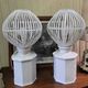 a pair of very large modernist lamps in painted ceramic and wood
