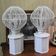 a pair of very large modernist lamps in painted ceramic and wood