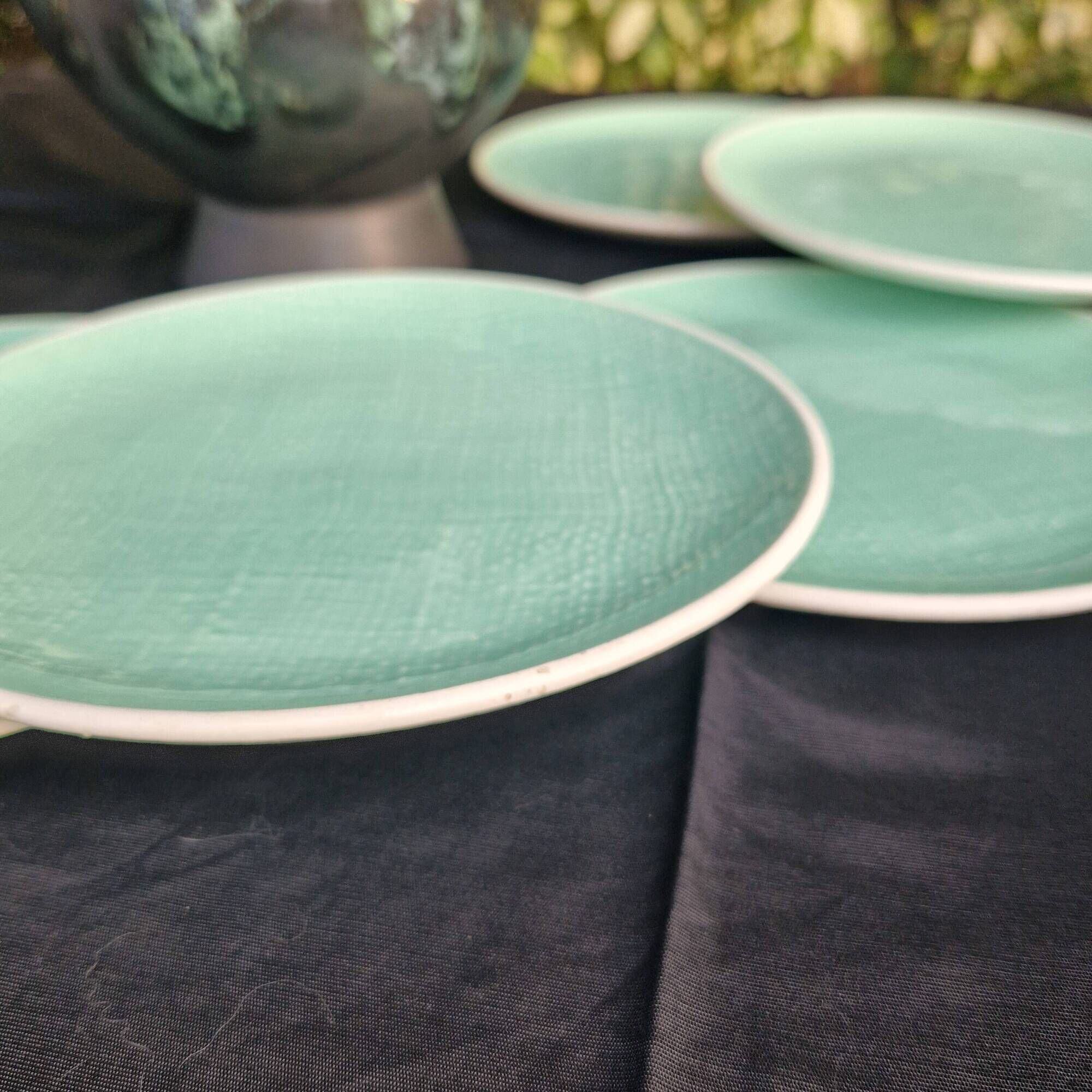 Set of 6 SALINS Deauville dessert plates, GREEN model