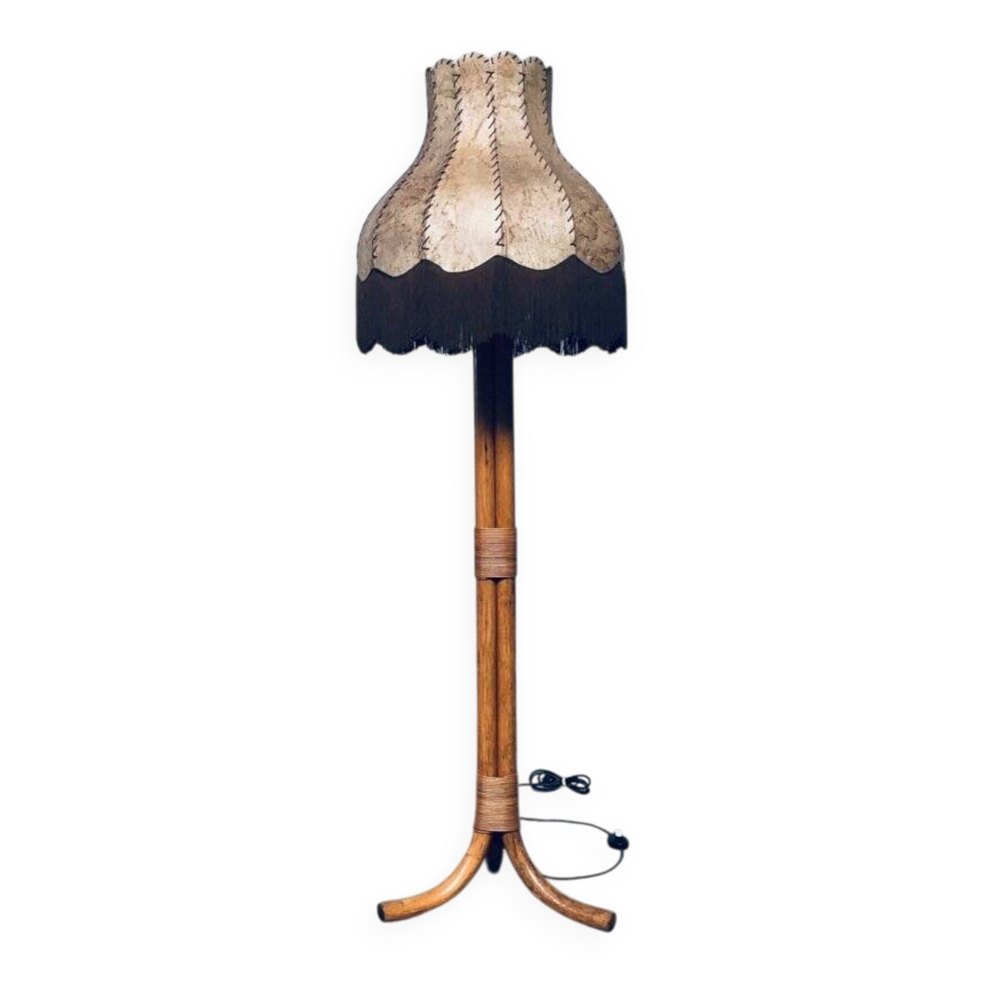 Vintage bamboo floor lamp, Italy, 1970s