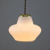 Small Mid-Century Italian Brass and Opaline Pendant Lamp