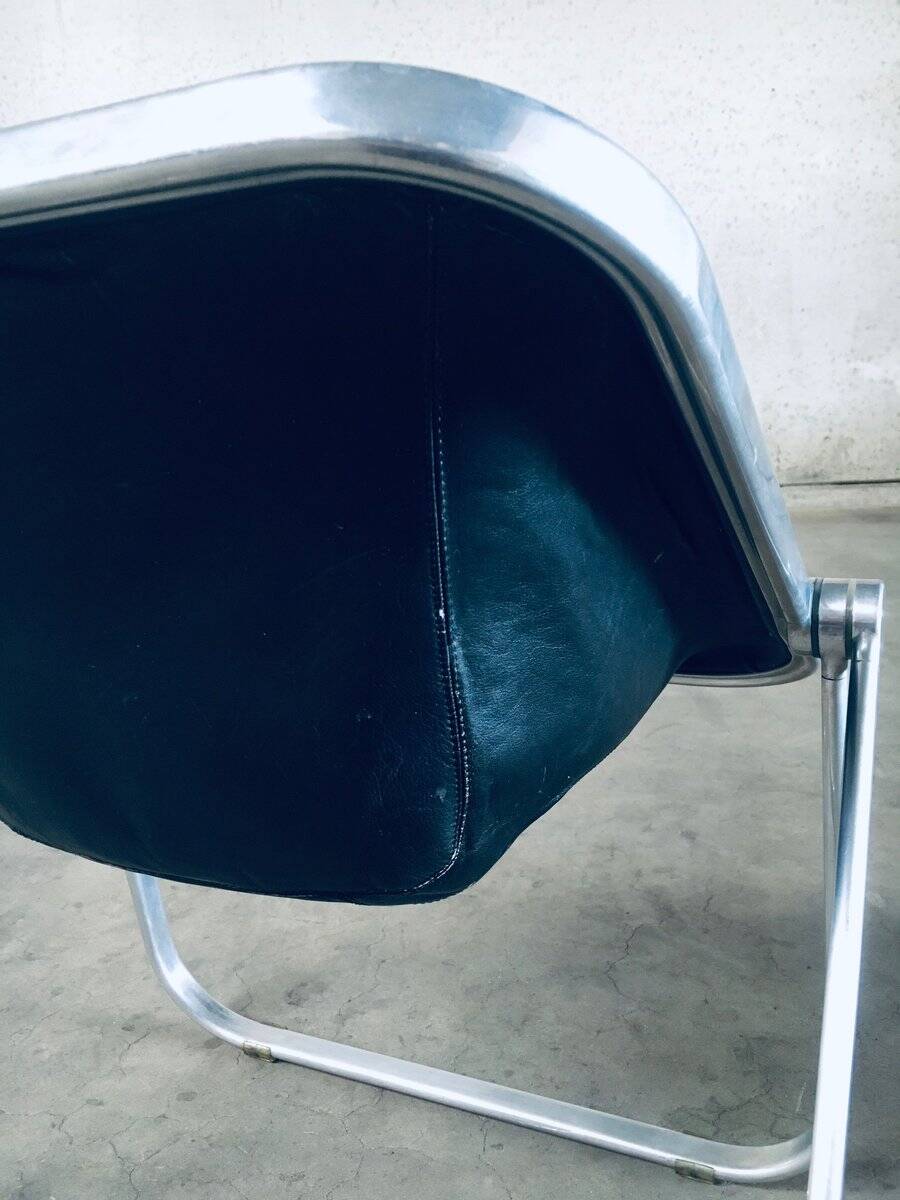 Plona Leather Side Chair by Giancarlo Piretti for Castelli, 1970s