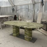 Grande table de salle à manger ovale en marbre vert par my habitat design