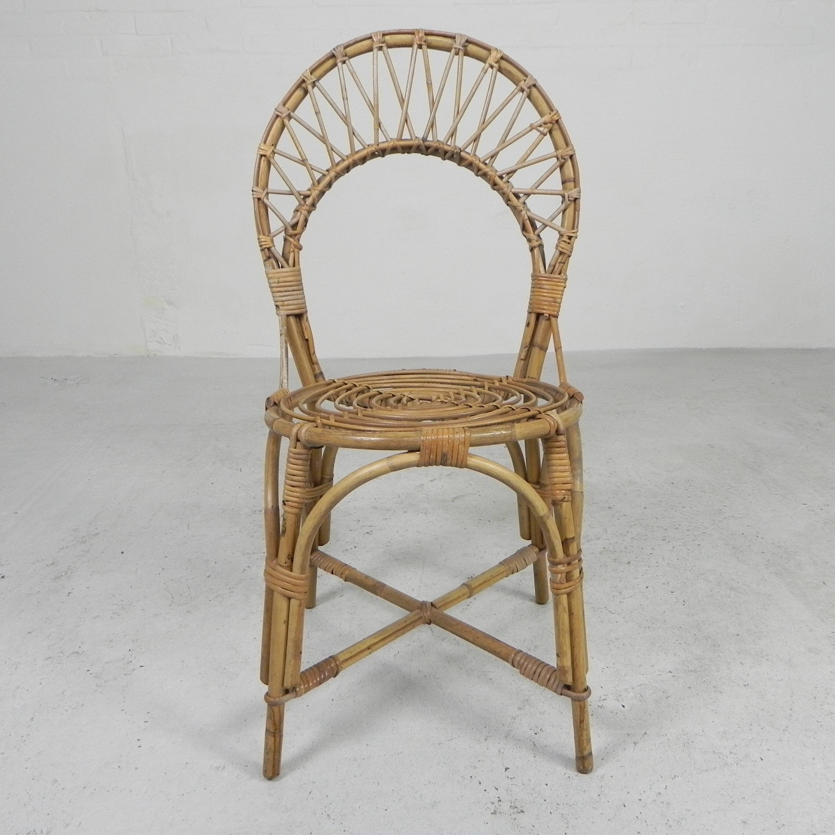 Bamboo chair, dining table chair, 1950s