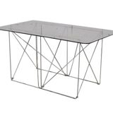 Table haute pliable en acier chromée et verre - 1970