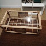 Rattan table and glass