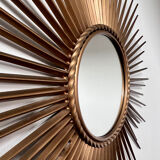 Old sun mirror in gold metal design from the 60s Chaty Vallauris