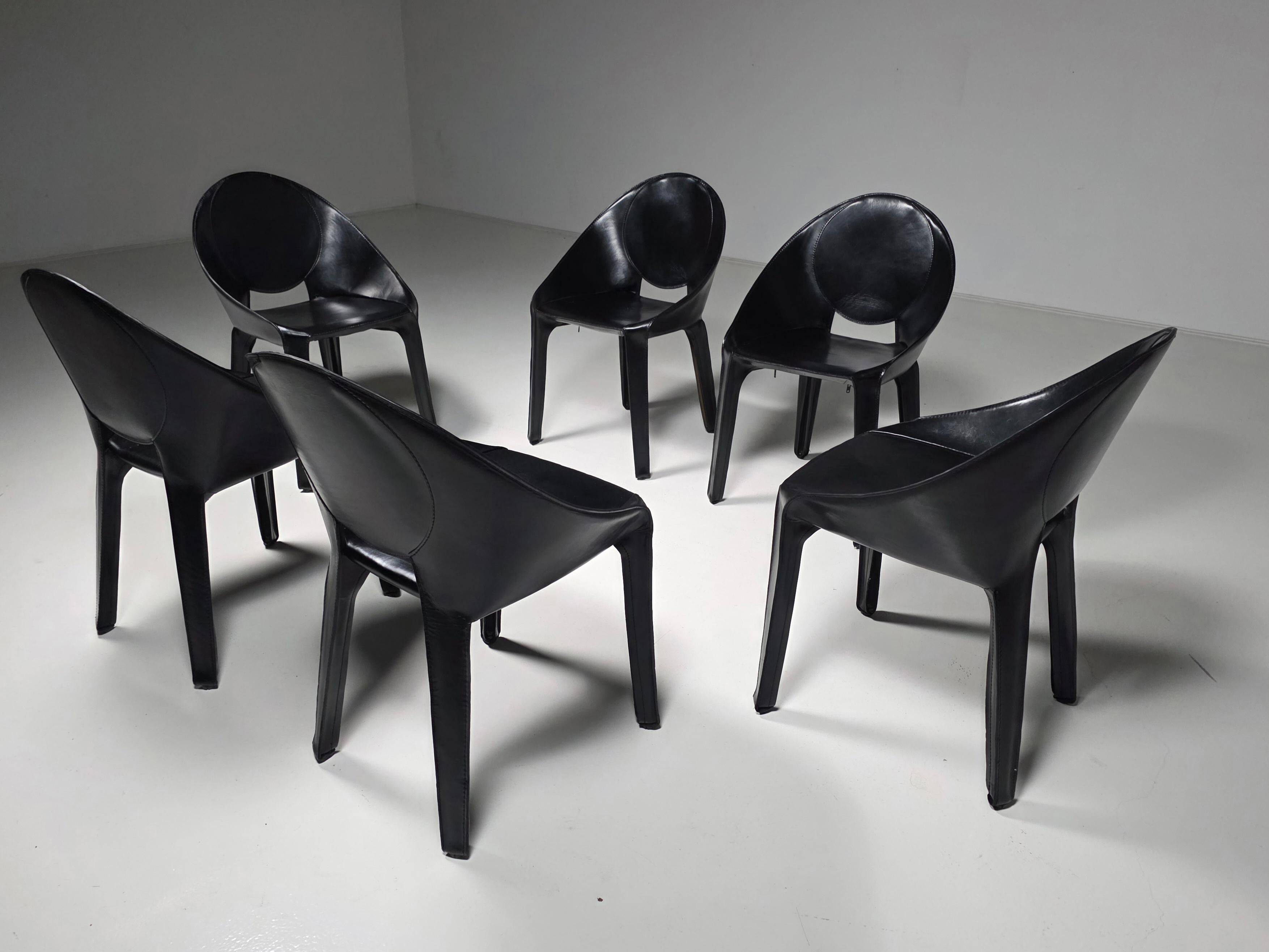 Set of six "Lira" dining chairs by Mario Bellini for Cassina, Italy, 1980s.