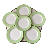 Set of 6 flat plates pastel green honeycomb Moulin des Loups / L'Amandinoise 50s