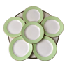 Set of 6 flat plates pastel green honeycomb Moulin des Loups / L'Amandinoise 50s