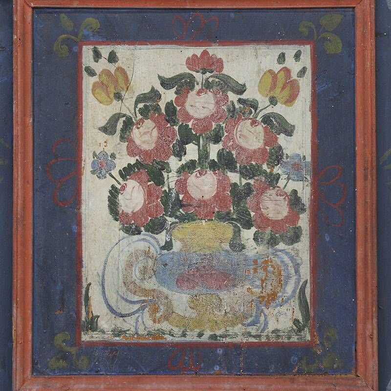 Cabinet de mariée en folk art peint antique de ferme rustique 1863