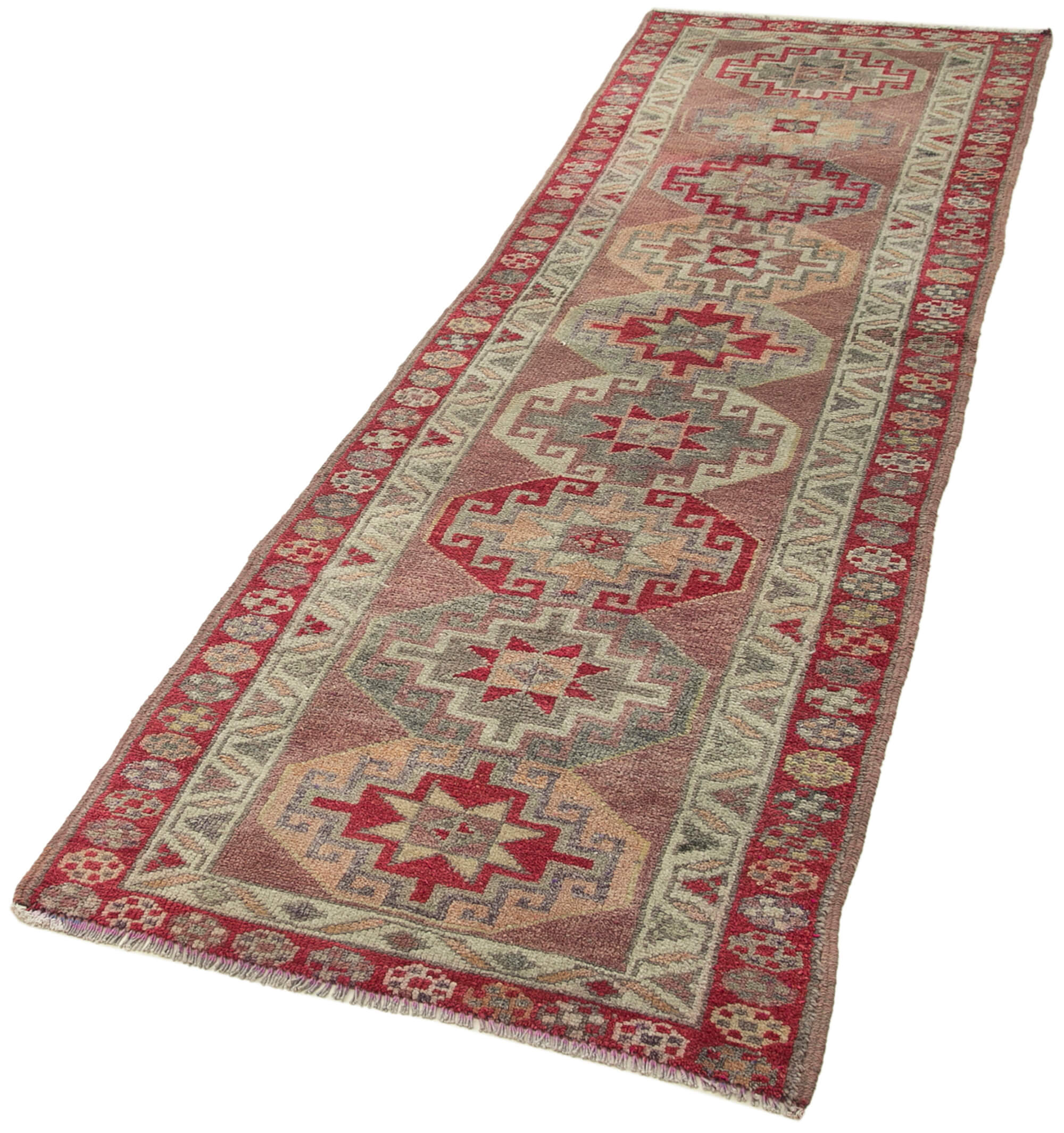 Handmade decorative oriental brown runner carpet 82 cm x 270 cm