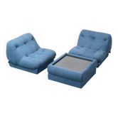 Vintage lounge set with 2 armchairs and fabric coffee table from the 1970s Modernariato