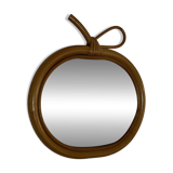 Vintage mirror 1960 apple rattan wicker bamboo - 32 x 33 cm