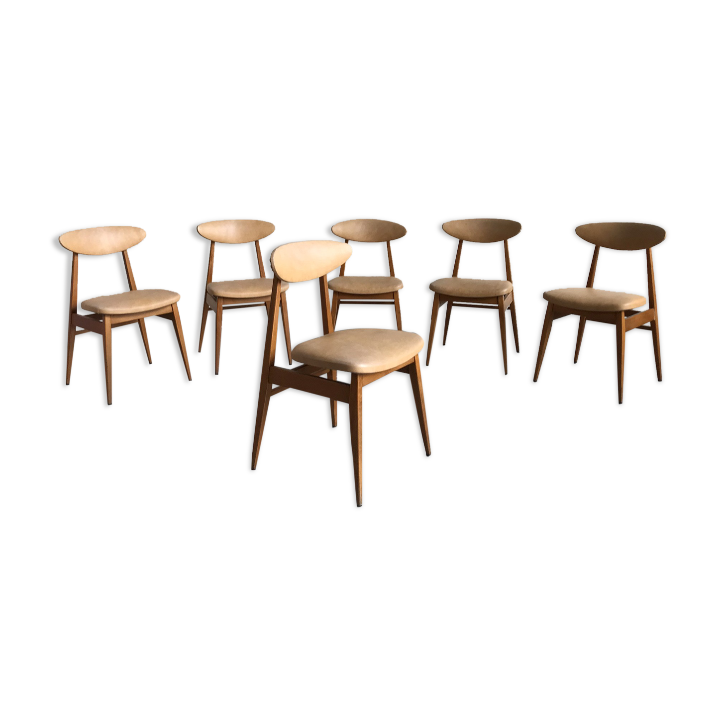 Series of 6 chairs, France 1960