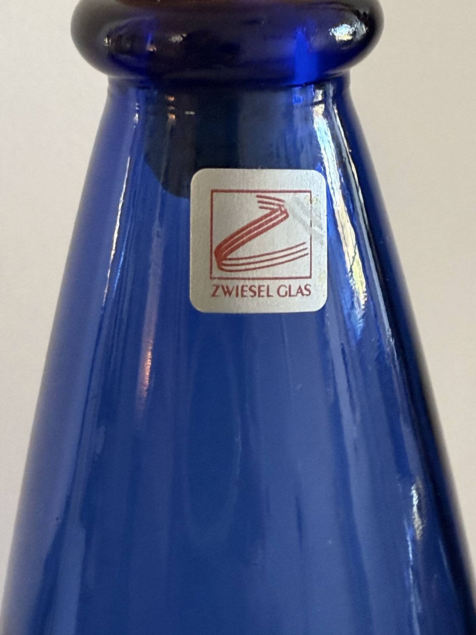 Large Vintage Cobalt Blue Art Glass Carafe by Zwiesel Glas – Mid-Centu