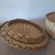 Vintage woven wicker basket with lid - Natural crafts