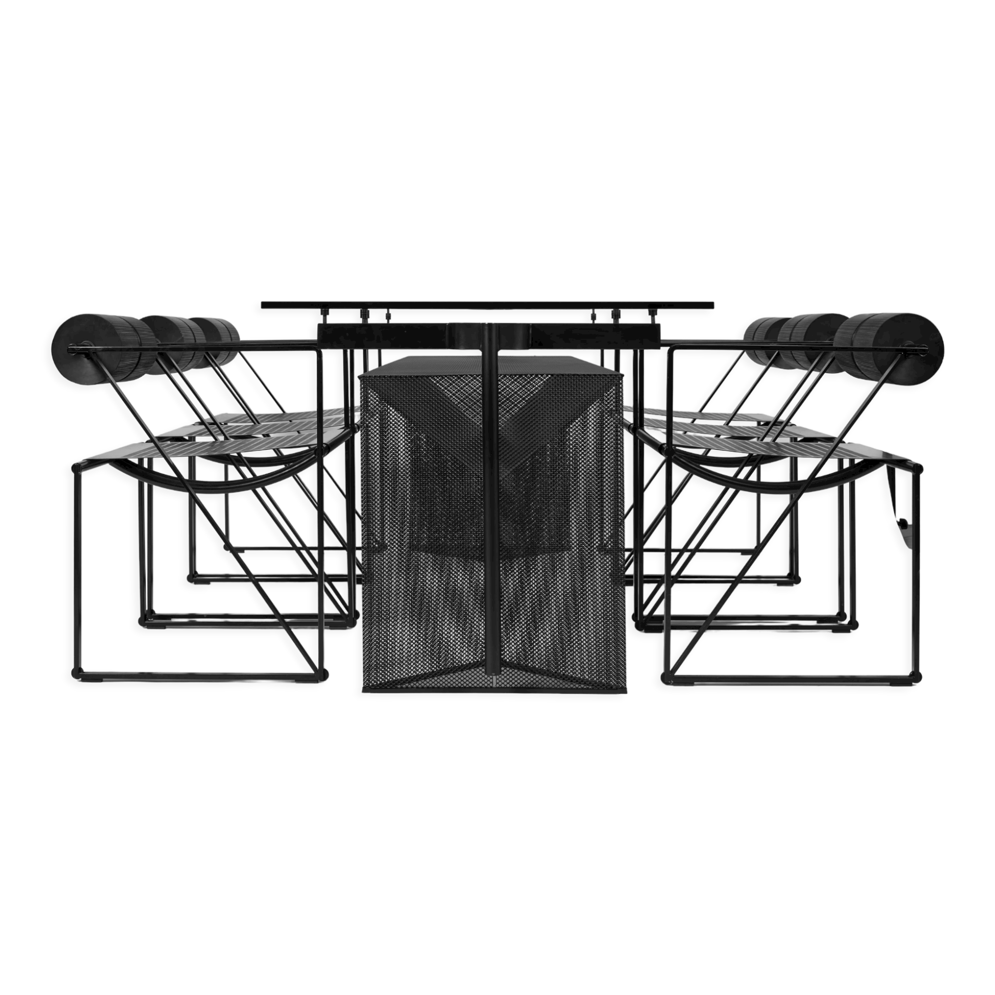 Tesi table & six Seconda 602 chairs by Mario Botta, edit by Alias