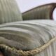 1950s, Danish relax armchair, green furniture velour, carved oak wood.