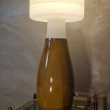 Scandinavian space lamp 1970 in teak and opaline age with dimmer 52x20