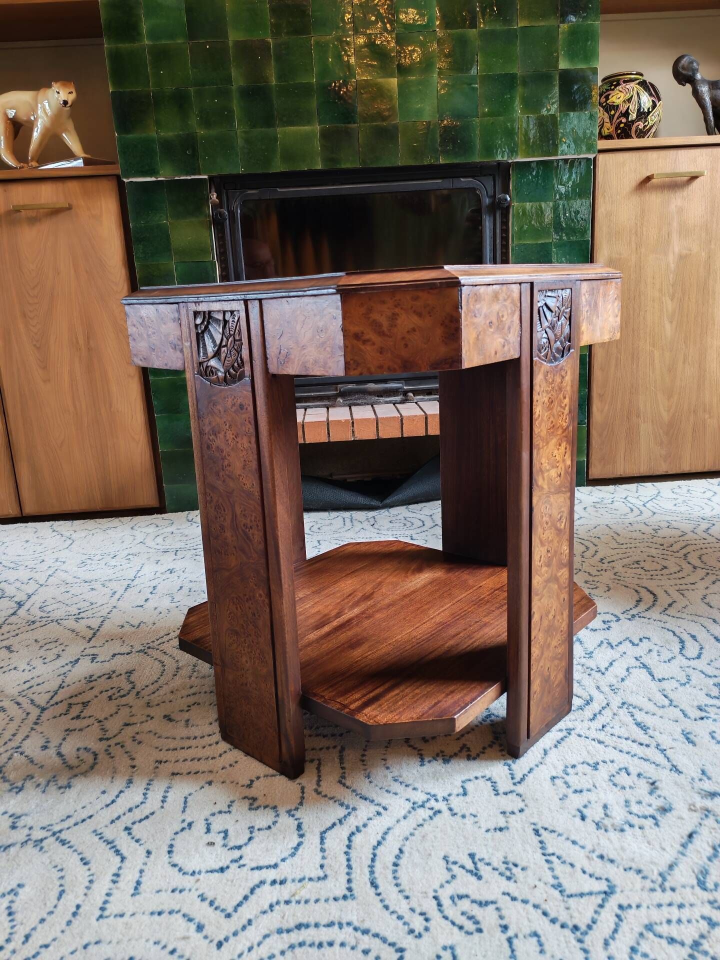 Art Deco coffee table in walnut