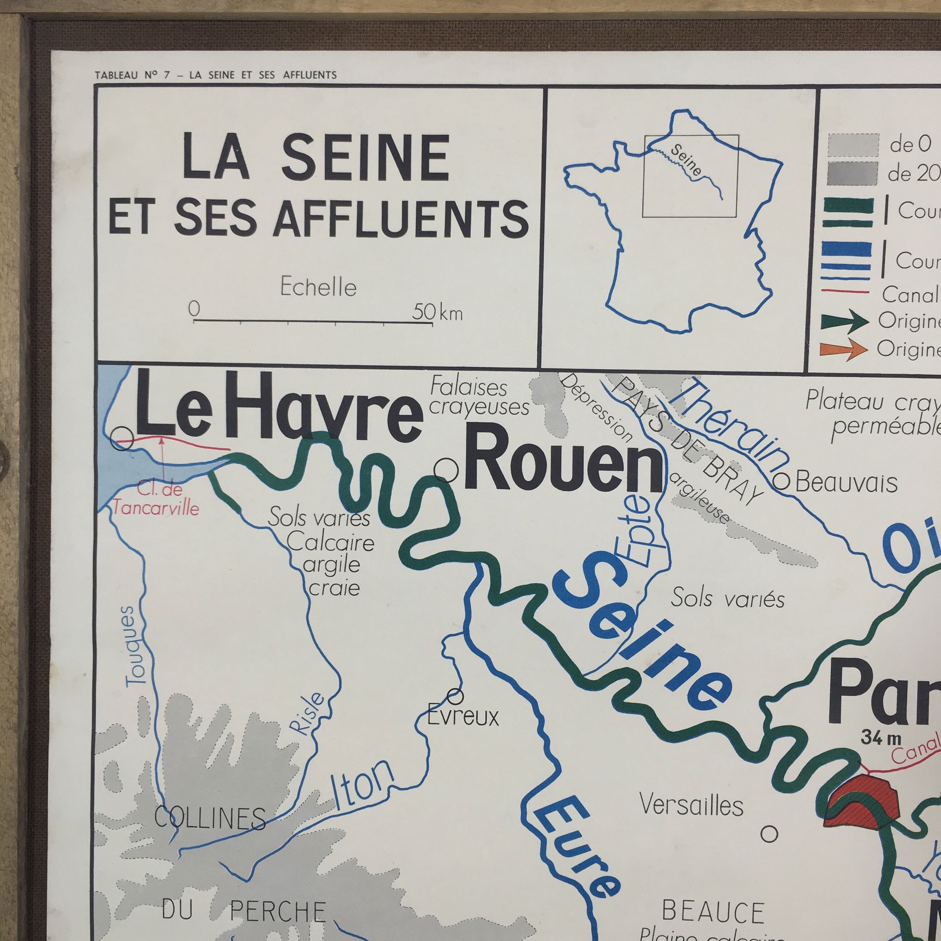 La Seine geographical school poster double sided