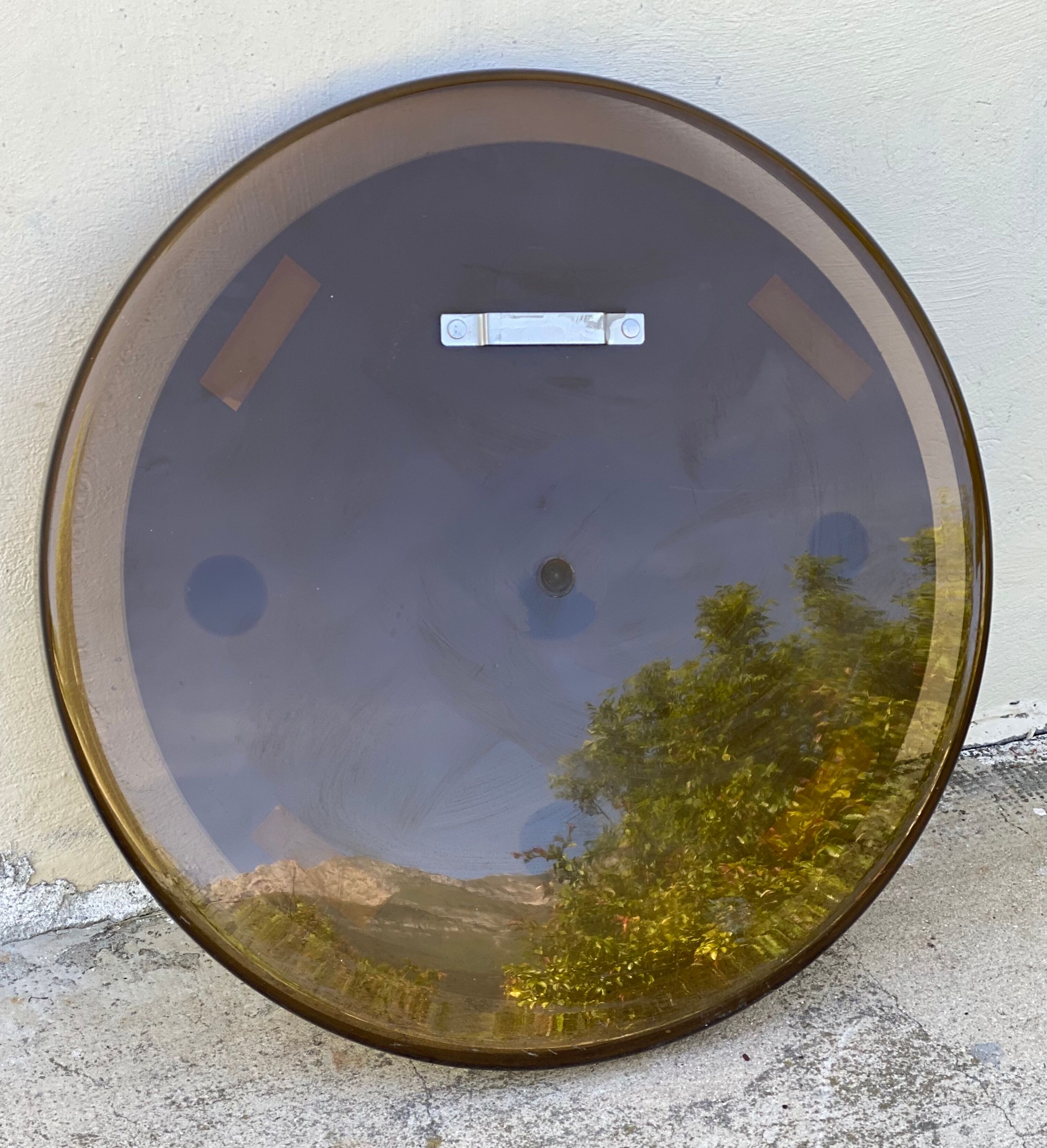 Vintage 1970 smoked Plexiglas round mirror