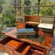 19th century flamed mahogany stepped desk