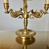 Lampe Lucien Gau style Empire en bronze massif doré à l'or vif "aux cygnes"