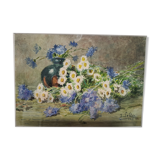 Tableau aquarelle signé Bouquet de fleurs
