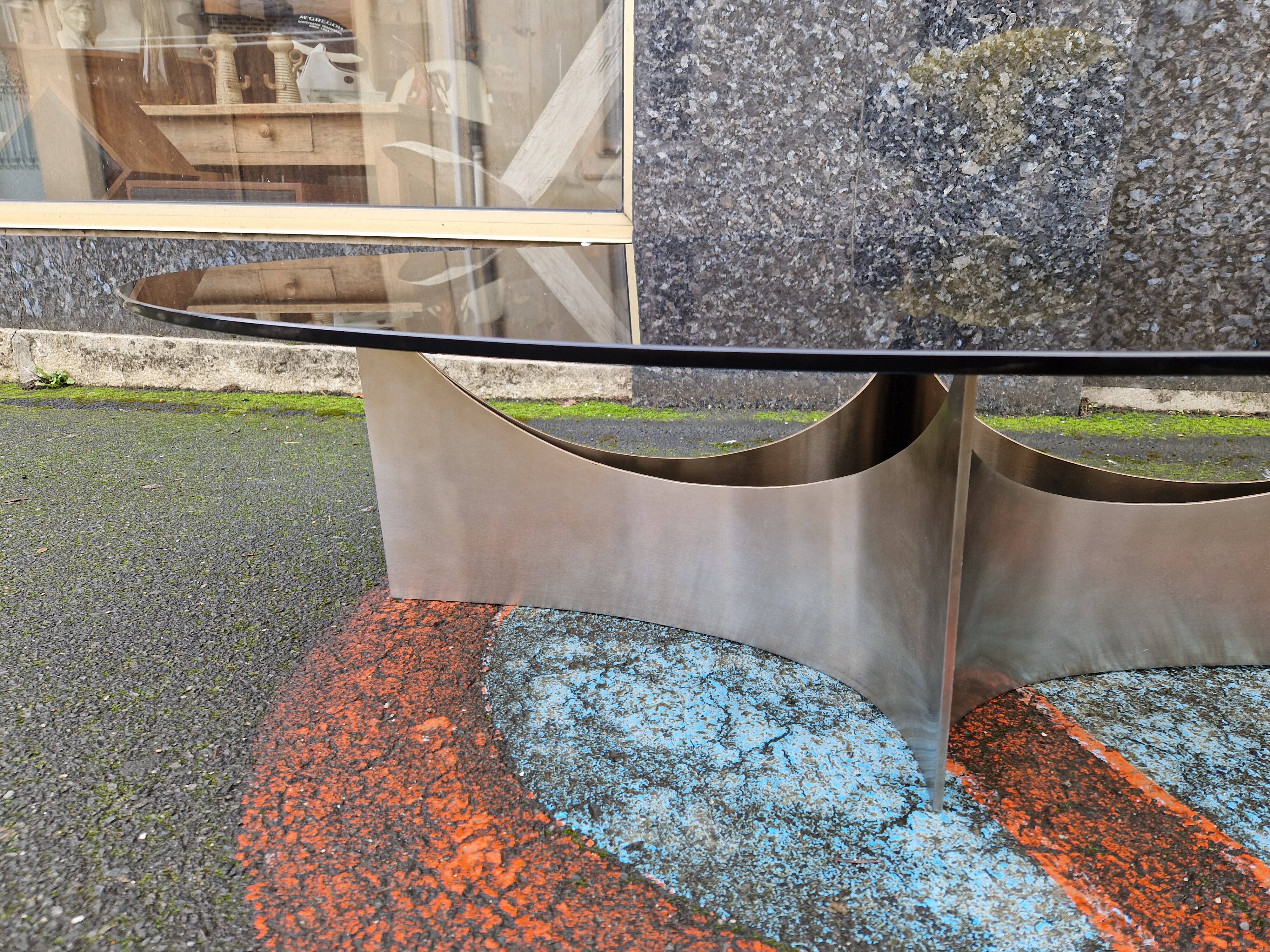 1970 coffee table in brushed steel