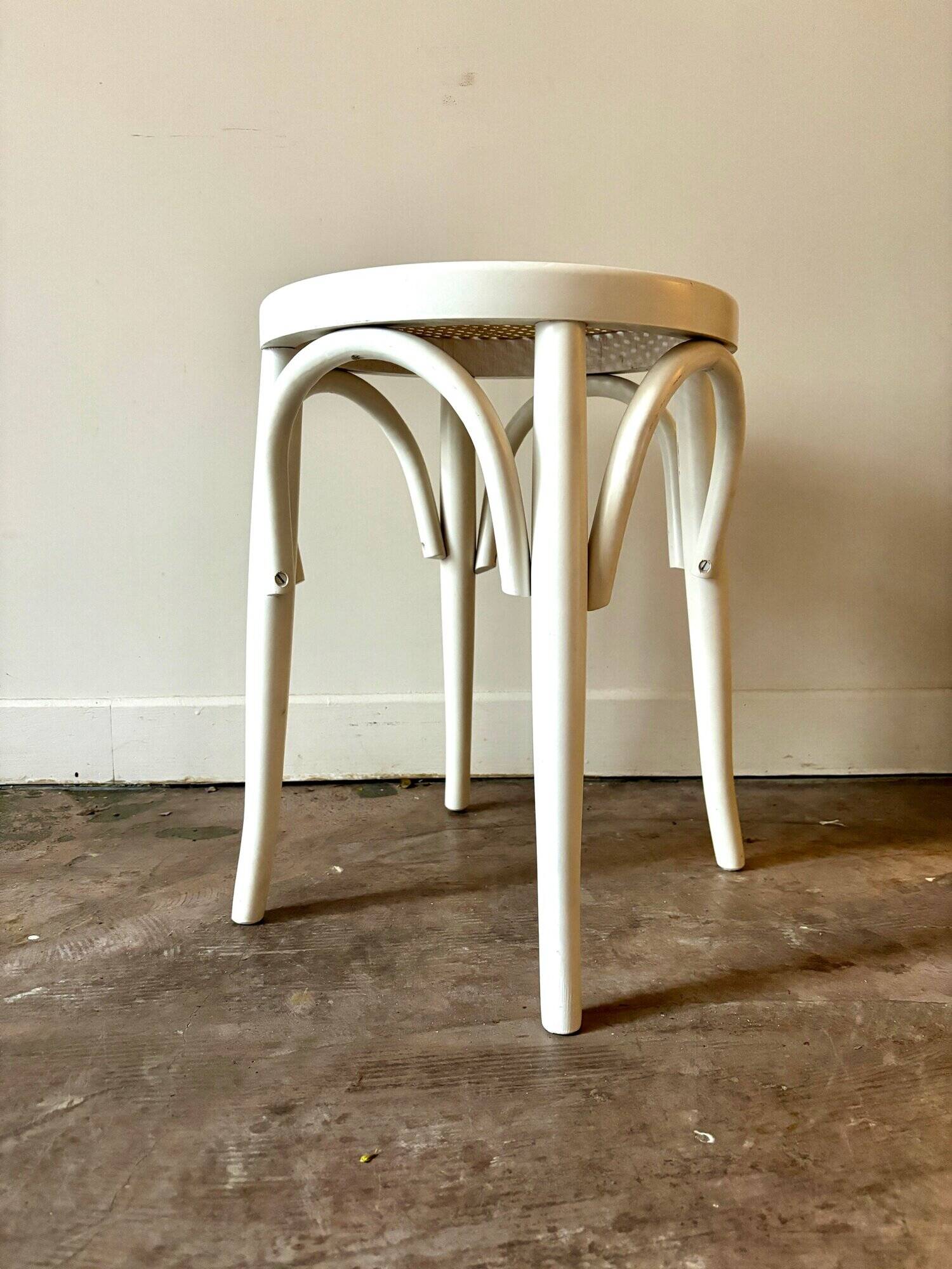 Stool in canework and white bent beech