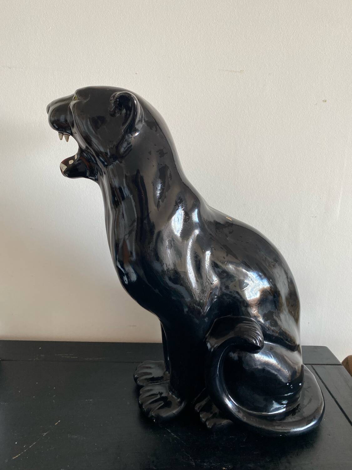 Sculpture de panthère assise vintage