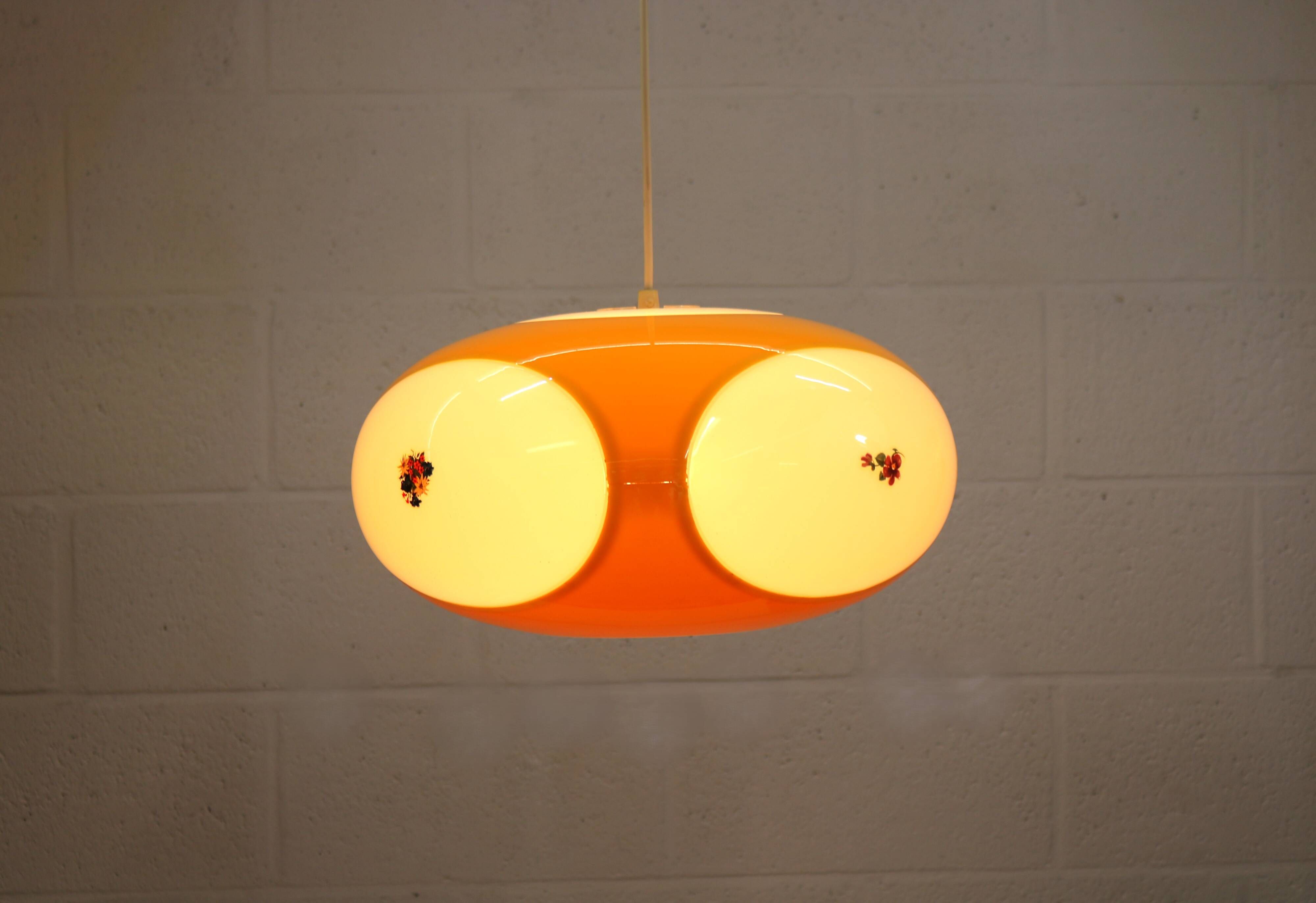 Massive Belgium Bug Eye Space Age UFO Lamp, Yellow Mid-Century Modern Light