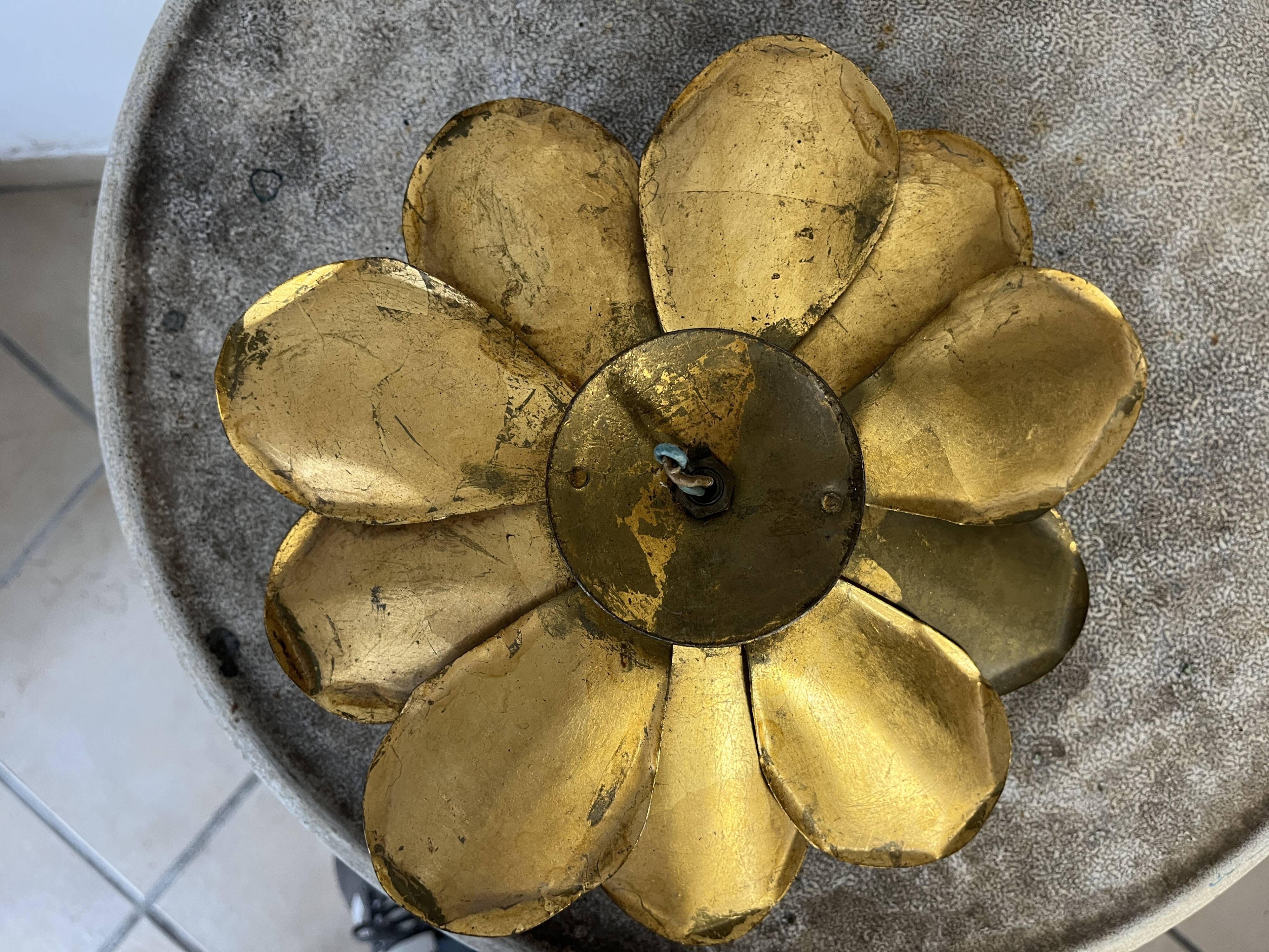 70s gold lotus wall light