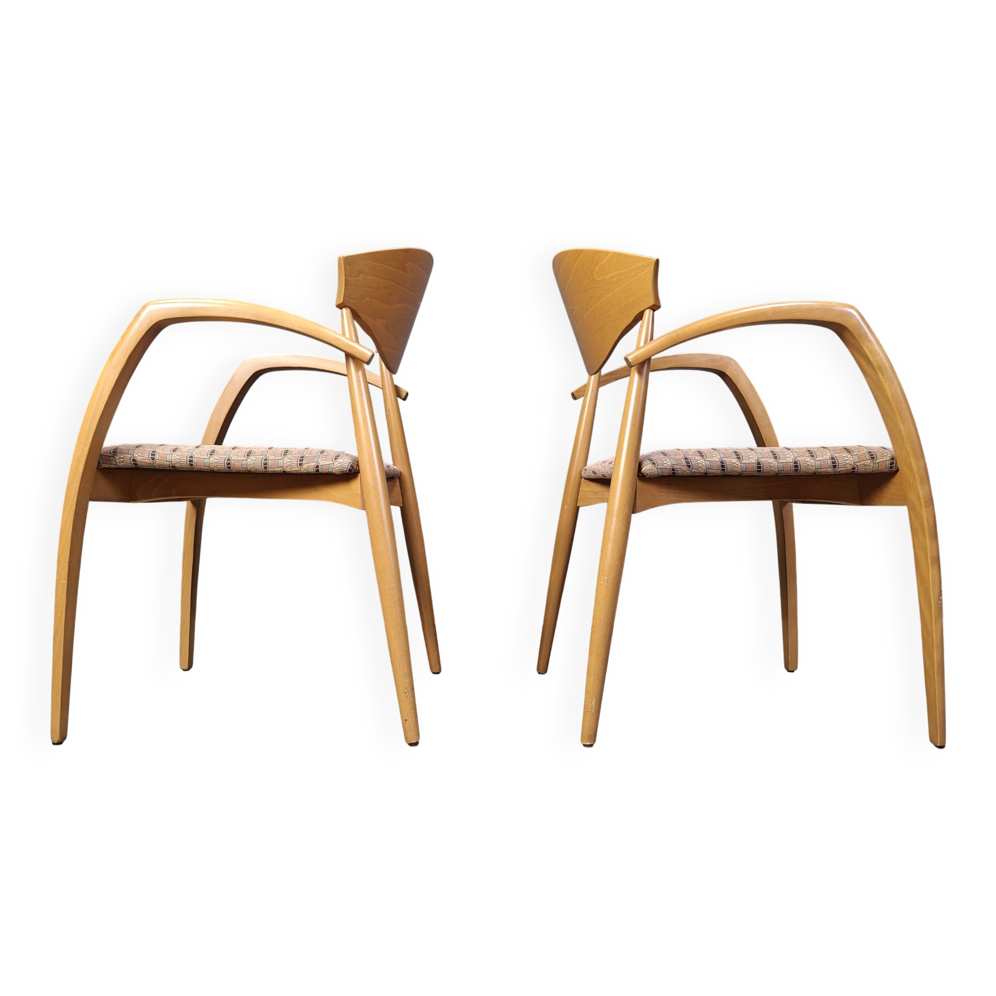 Vintage spanish wooden  armchairs, 1990s set of 6
