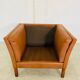 Mid-century vintage Scandinavian leather lounge chair in cognac leather