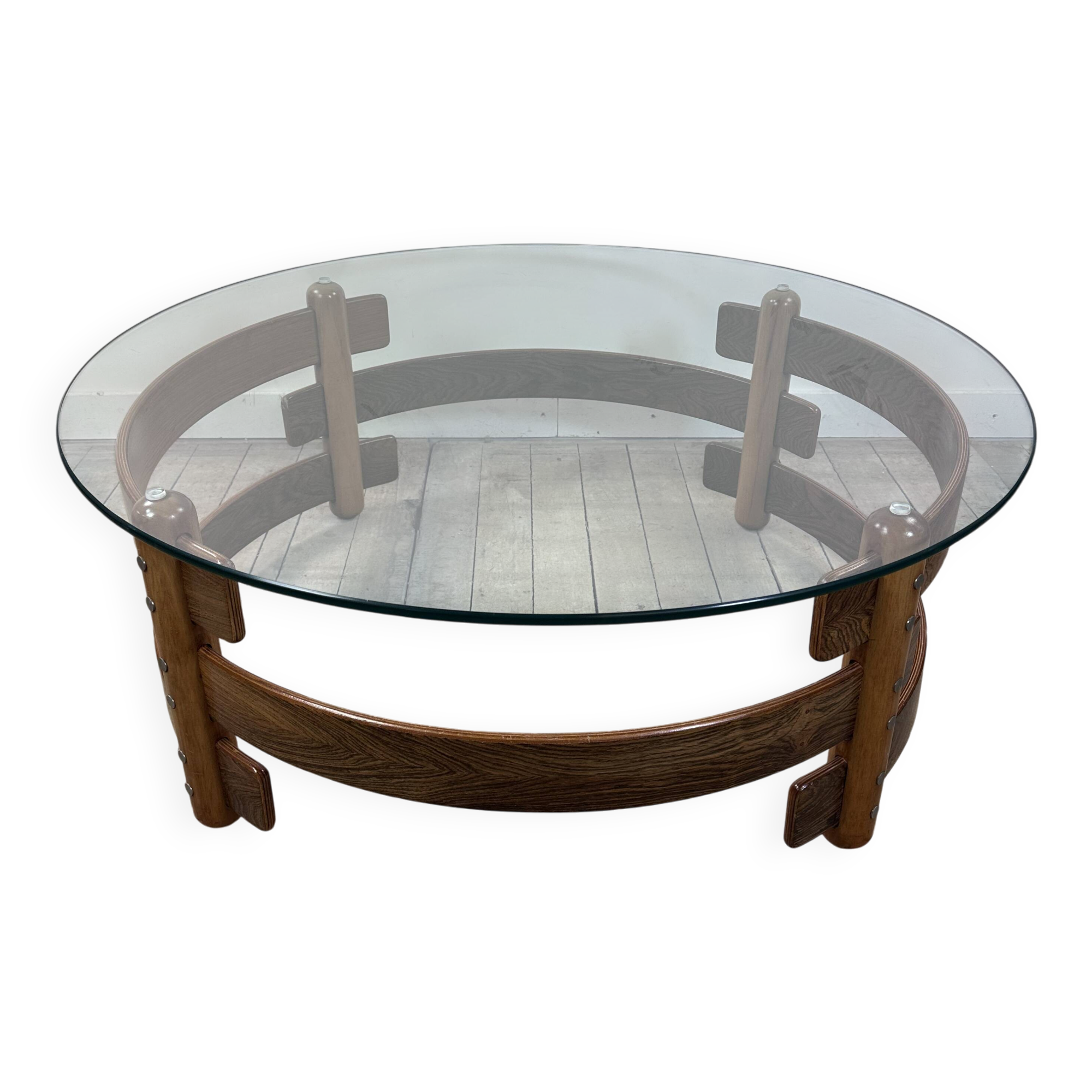 Table basse ronde scandinave en teck 1970