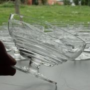 Set of 10 Art Deco crystal champagne glasses from Czechoslovakia