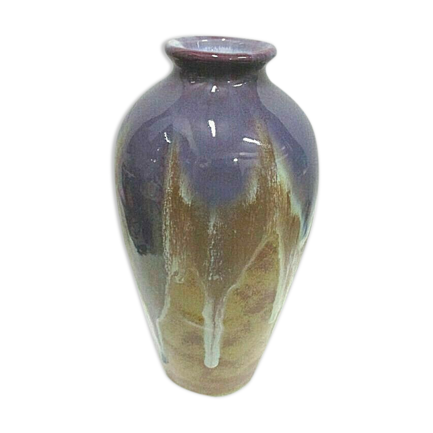 Enamelled sandstone ovoid vase