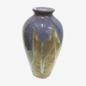 Enamelled sandstone ovoid vase