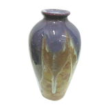 Enamelled sandstone ovoid vase