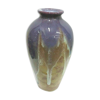 Enamelled sandstone ovoid vase