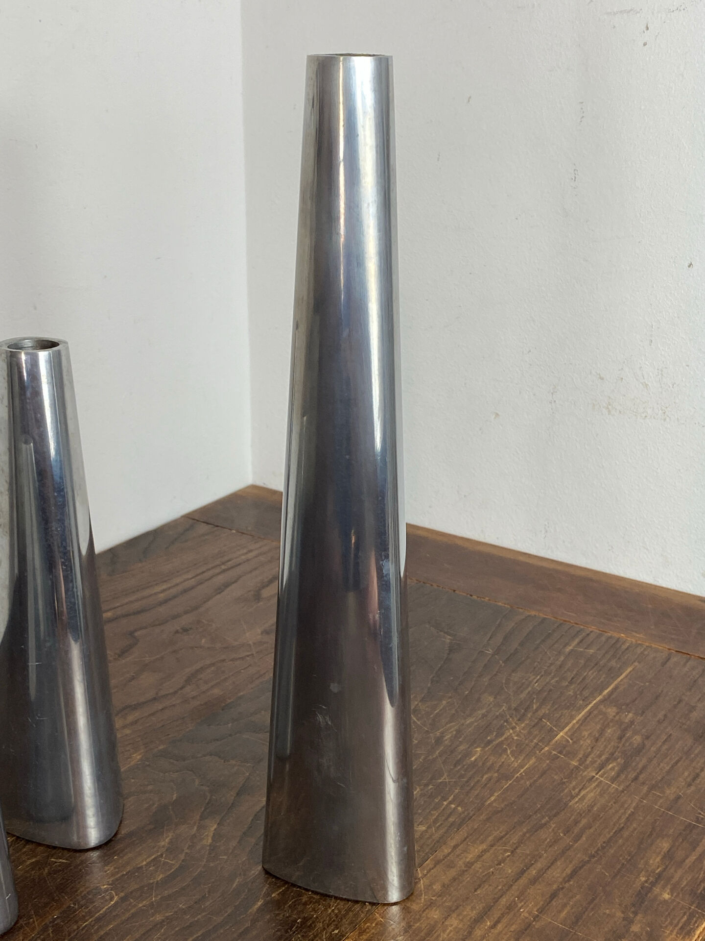 Polished aluminium candle holders, Ehlen Johansson