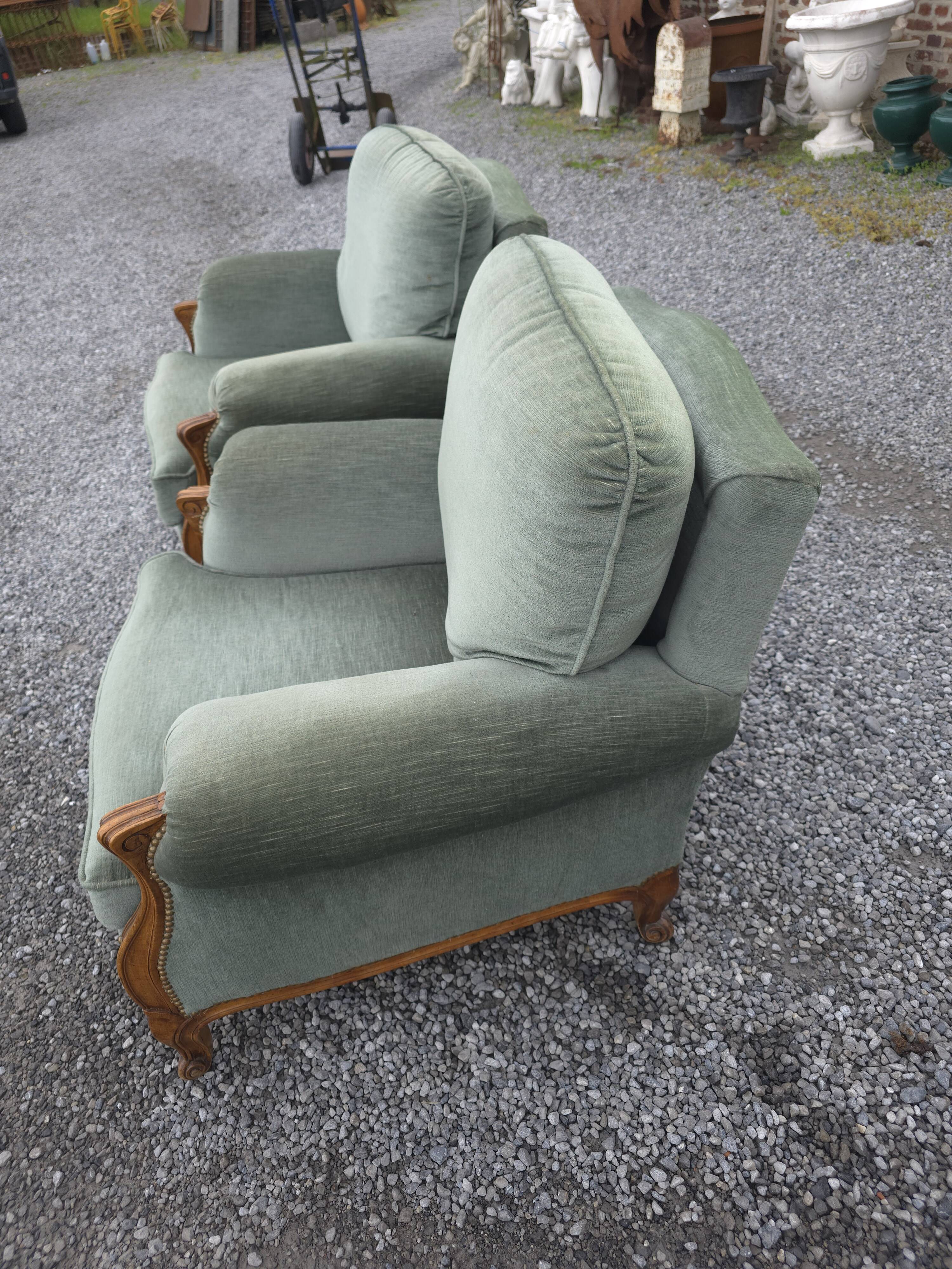 Fauteuils bergère style LOUIS XV en velours
