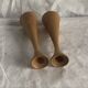 Pair of vintage birch wood candlesticks, Scandinavian design