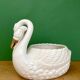 Vintage ceramic swan cache pot