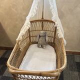 Baby rattan cradle, 1960s