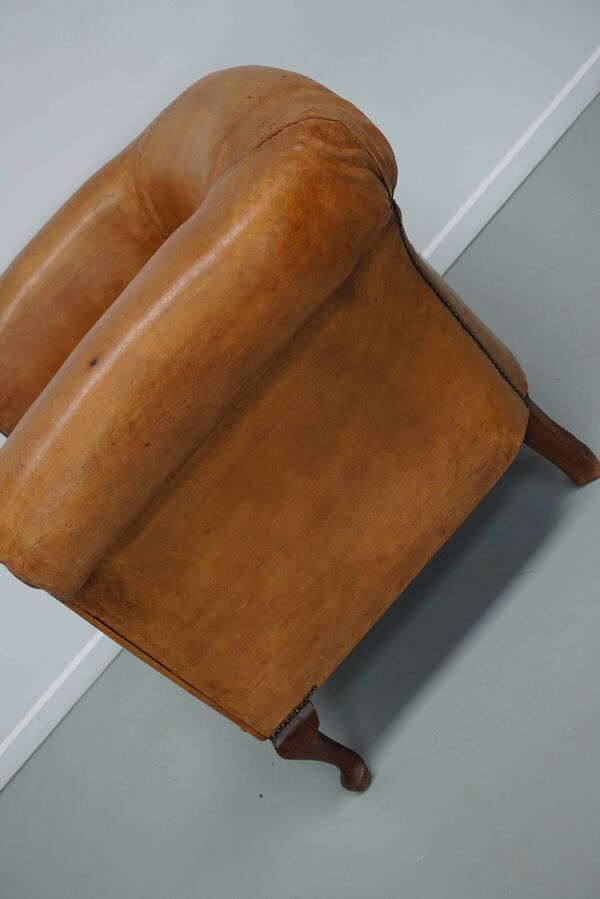 Fauteuil Club Vintage en Cuir Couleur Cognac, Pays-Bas