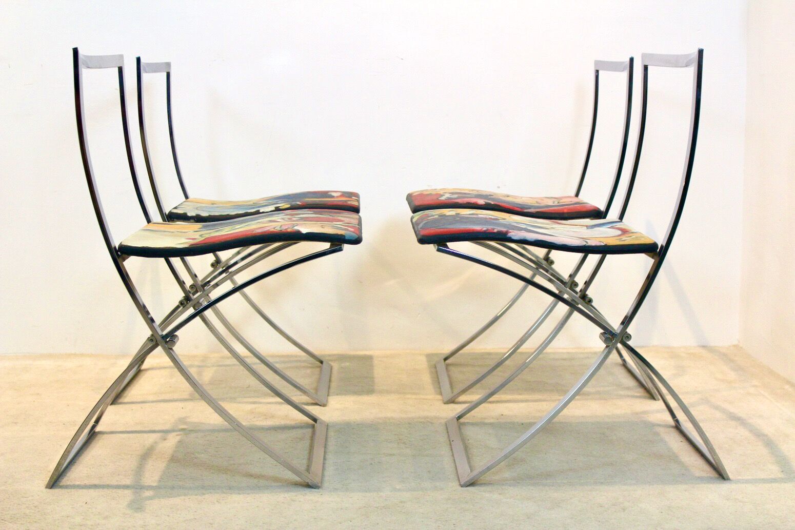One off Hand painted set of four ‘Luisa’ Dining Chairs by Marcello Cuneo